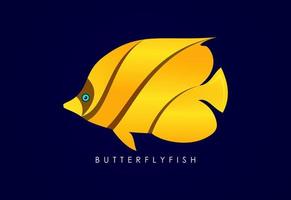 moderno Peixe borboleta gradiente logotipo. peixe logotipo Projeto modelo. frutos do mar restaurante fazer compras logótipo conceito ícone. vetor