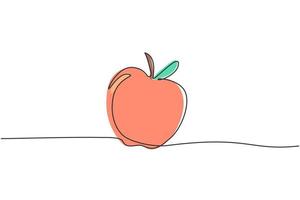 contínua uma linha desenhando frutas frescas de maçã. comida para refeição embalada na escola. almoço embalado conceito de minimalismo desenhado à mão. desenho de desenho de linha única para ilustração de gráfico vetorial de educação vetor