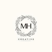 mh beleza vetor inicial logotipo arte, caligrafia logotipo do inicial assinatura, casamento, moda, joalheria, butique, floral e botânico com criativo modelo para qualquer companhia ou negócios.