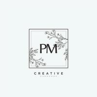 PM beleza vetor inicial logotipo arte, caligrafia logotipo do inicial assinatura, casamento, moda, joalheria, butique, floral e botânico com criativo modelo para qualquer companhia ou negócios.