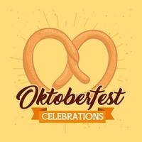 banner de celebração da oktoberfest com delicioso pretzel vetor