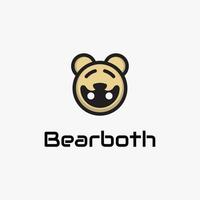 robótico Urso simples logotipo vetor