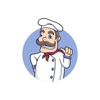 engraçado desenho animado chefe de cozinha com bigode vetor