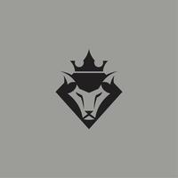 Lobo e coroa simples logotipo vetor