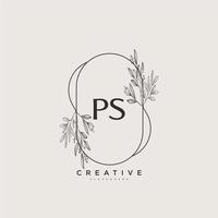 ps beleza vetor inicial logotipo arte, caligrafia logotipo do inicial assinatura, casamento, moda, joalheria, butique, floral e botânico com criativo modelo para qualquer companhia ou negócios.