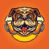 engraçado cachorro Cerveja vidro logotipo desenho animado ilustrações vetor