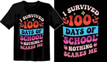 100º dias de escola, design de camiseta de cem dias, camiseta de comemoração de 100 dias vetor