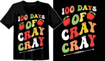 100º dias de escola, design de camiseta de cem dias, camiseta de comemoração de 100 dias vetor