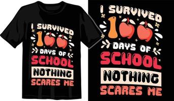 100º dias de escola, design de camiseta de cem dias, camiseta de comemoração de 100 dias vetor