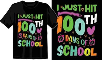 100º dias de escola, design de camiseta de cem dias, camiseta de comemoração de 100 dias vetor