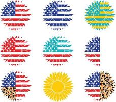 EUA girassol svg, americano bandeira SVG girassol clipart, 4º do Julho svg, quarto do Julho flor, América patriótico girassol, memorial dia vetor