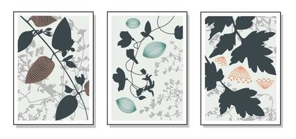 gracioso plantas com folhas. interior gráficos. fino linha. Preto e branco ilustrações do flores, plantas para capas, fotos. vetor ilustração.
