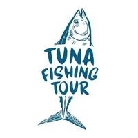 mão desenhado logotipo vermelho atum. Thunnus Thynnus pescaria clube. Projeto elementos, emblema modelo. atum rabilho vetor