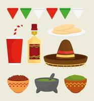 conjunto de ícones de comida mexicana vetor