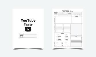 Youtube planejador kdp interior, Youtube planejador modelo kdp interior vetor