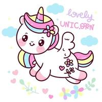 Pegasus de unicórnio fofo com desenho de kawaii de donut de dia dos  namorados