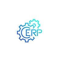 erp, ícone de planejamento de recursos empresariais com gears.eps vetor