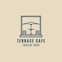 logotipo de arte de linha de café de terraço minimalista com design de ilustração vetorial de emblema vetor