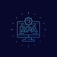 rpa, automação de processos robóticos, linha de vetor icon.eps