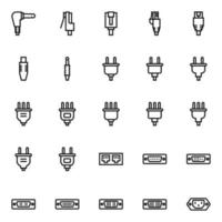esboço ícones para conectores e cabos. vetor