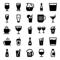 glifo ícones para bebida. vetor