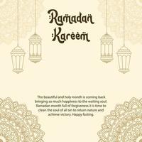 Ramadã kareem cumprimento cartão modelo com lanterna e mandala decoração. vetor ilustração