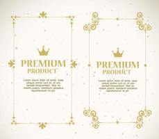 conjunto de etiquetas de produtos premium em molduras douradas vetor
