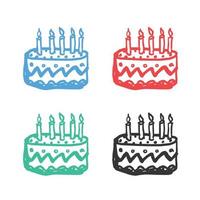 aniversário bolo com velas ícone, bolo ícone, bolo fatia ícone, aniversário bolo logotipo, vetor ícones dentro múltiplo cores