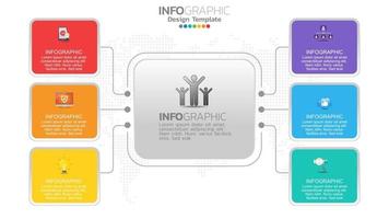 infográfico elemento de cor de 6 etapas com diagrama gráfico de círculo, design gráfico de negócios. vetor