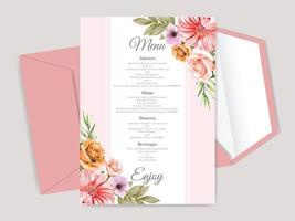 cartão de convite de casamento desenhado à mão floral lindo vetor