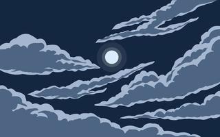 ilustração de nuvens noturnas ao luar vetor