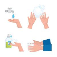 coleção de ícones do dia da lavagem das mãos global vetor