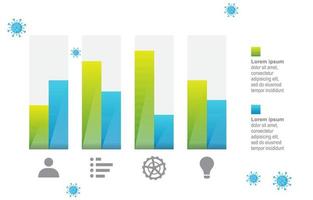 gráfico de barras mostrando declínio nos negócios na recessão pandêmica vetor