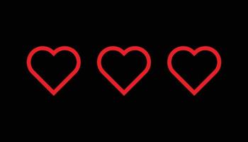 coração linear ícone. corações vetor coleção. vermelho amor símbolo.