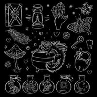 oculto elementos feitiçaria monocromático esotérico astrologia conjunto vetor