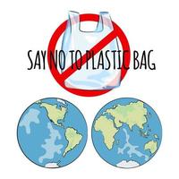 mundo não plástico ecológico problema vetor ilustração conjunto