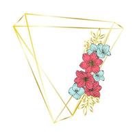 triângulo para Casamento floral dourado quadro, Armação vetor ilustração conjunto