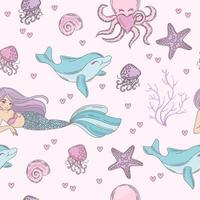 mar sereia Princesa menina desatado padronizar vetor ilustração