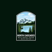 modelo de vetor de parque nacional de cascatas do norte. estilo de patch de emblema de ilustração de marco de Washington