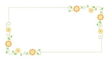 fofa botânico retangular quadro. mão desenhado linha fronteira, folhas e flores, Casamento convite e cartões, logotipo Projeto e cartazes modelo. elegante mínimo estilo floral vetor isolado