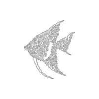 contínuo curva 1 linha desenhando do lindo peixe anjo curva abstrato arte. solteiro linha editável acidente vascular encefálico vetor ilustração do peixe anjo afinar, encorpado peixe para logotipo, parede decoração e poster impressão decoração