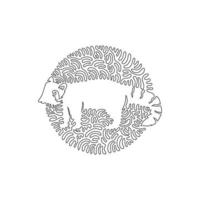solteiro encaracolado 1 linha desenhando do adorável vermelho panda abstrato arte. contínuo linha desenhar gráfico Projeto vetor ilustração do grandes atado fofa mamífero para ícone, símbolo, companhia logotipo, poster parede decoração