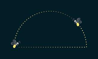 brilhando vaga-lume metade círculo quadro, Armação clipart coleção. vagalumes vôo trilha fronteira modelo com cópia de espaço. vetor