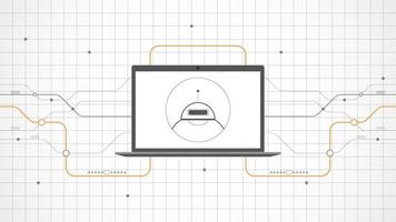 Resumo de fundo de tecnologia portátil. tecnologia de inteligência artificial ai com linha digital, cor de laptop preto, estilo moderno, elemento, ponto, alta tecnologia, vetor. laptop tecnológico para web banner, vetor