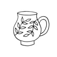 caneca de copo desenhada à mão. copo em estilo doodle. ilustração vetorial isolada no fundo branco. vetor