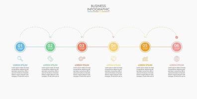 modelo de conexão infográfico moderno com 6 opções vetor