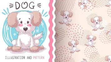 cão animal adorável personagem de desenho animado - padrão uniforme vetor