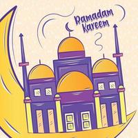 colori ramadam kareem poster com esboço do mesquita e lua vetor ilustração