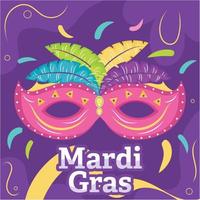 colori mardi gras celebração poster mascarar com penas vetor ilustração