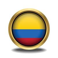 Colômbia bandeira círculo forma botão vidro dentro quadro, Armação dourado vetor